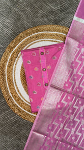 Pink Banarasi jacquard Unstitched suit